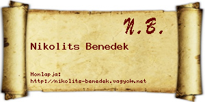 Nikolits Benedek névjegykártya